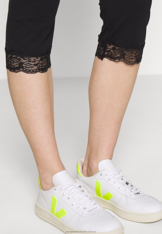 capri leggings med spets leggings byxor svart Anna Field 42BF6655 kvinnor