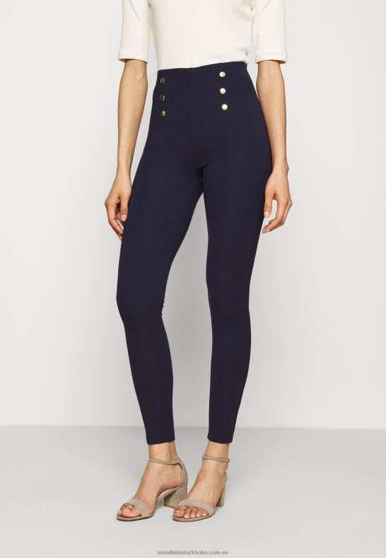 punto leggings med knappdetalj leggings byxor mörkblå Anna Field 42BF6654 kvinnor