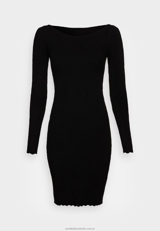 båt ausschnitt mini strickkleid mit geschweiften rndern jumper dress black Anna Field 42BF6230 kvinnor