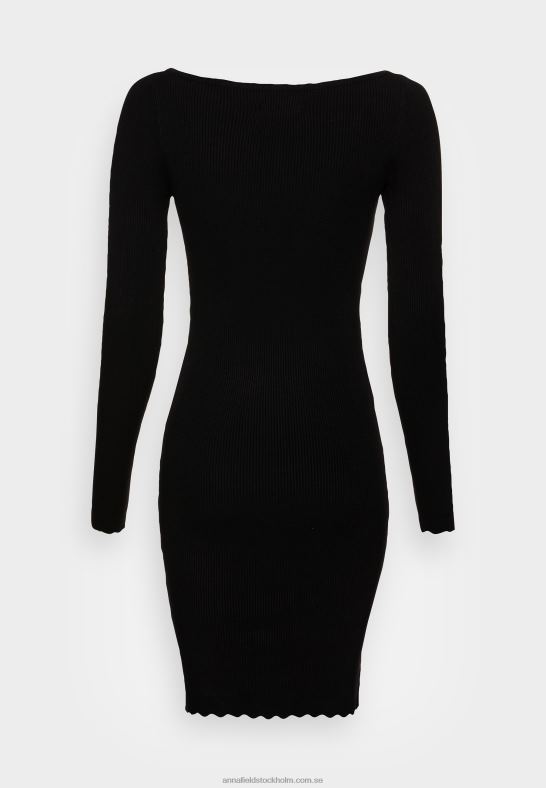 båt ausschnitt mini strickkleid mit geschweiften rndern jumper dress black Anna Field 42BF6230 kvinnor