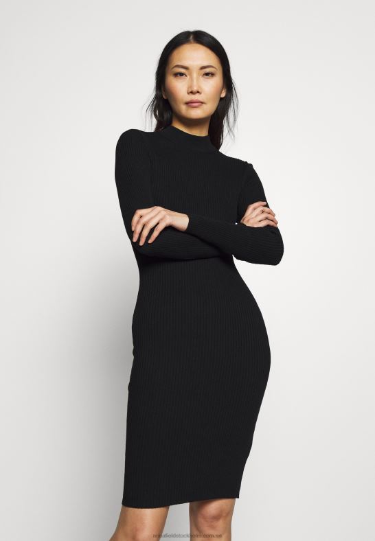 crew ausschnitt bodycon ripp mini strickkleid shift dress black Anna Field 42BF6204 kvinnor