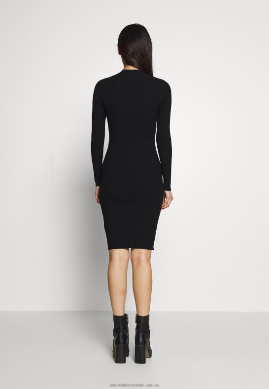 crew ausschnitt bodycon ripp mini strickkleid shift dress black Anna Field 42BF6204 kvinnor