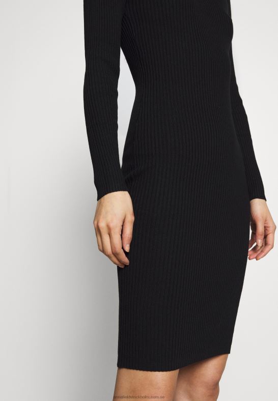 crew ausschnitt bodycon ripp mini strickkleid shift dress black Anna Field 42BF6204 kvinnor