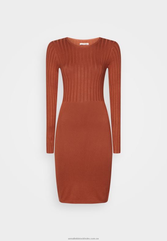 crew ausschnitt ripp top bodycon mini strickkleid shift dress brun Anna Field 42BF6202 kvinnor