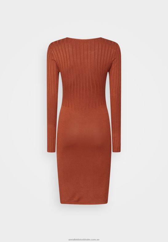 crew ausschnitt ripp top bodycon mini strickkleid shift dress brun Anna Field 42BF6202 kvinnor