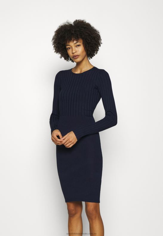 crew ausschnitt ripp top bodycon mini strickkleid shift dress mörkblå Anna Field 42BF6205 kvinnor