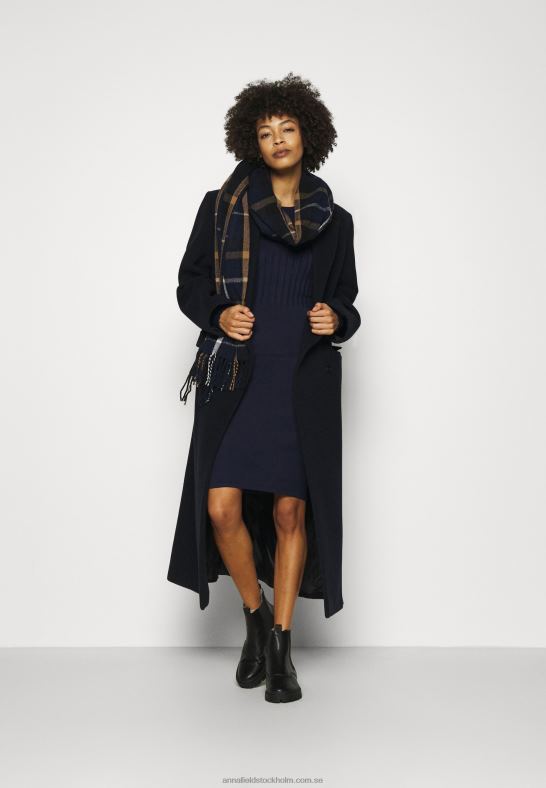 crew ausschnitt ripp top bodycon mini strickkleid shift dress mörkblå Anna Field 42BF6205 kvinnor