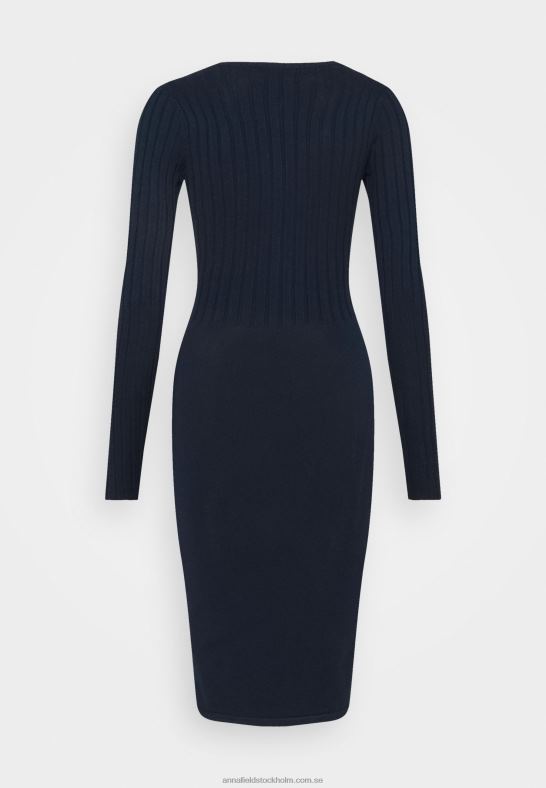crew ausschnitt ripp top bodycon mini strickkleid shift dress mörkblå Anna Field 42BF6205 kvinnor