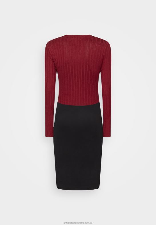 crew ausschnitt ripp top bodycon mini strickkleid shift dress mörkröd/svart Anna Field 42BF6217 kvinnor