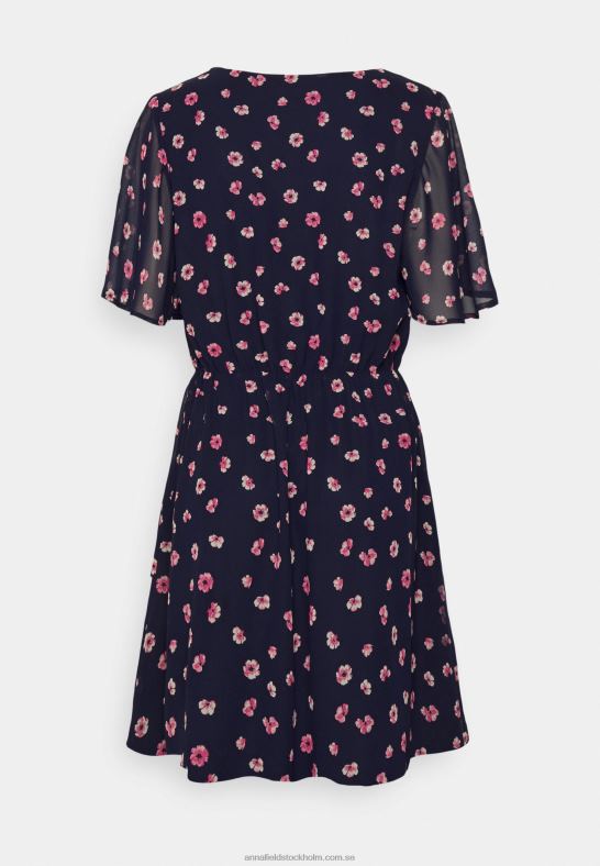 klänning med v-ringad ärm dagsklänning mörkblå/rosa Anna Field 42BF623 kvinnor