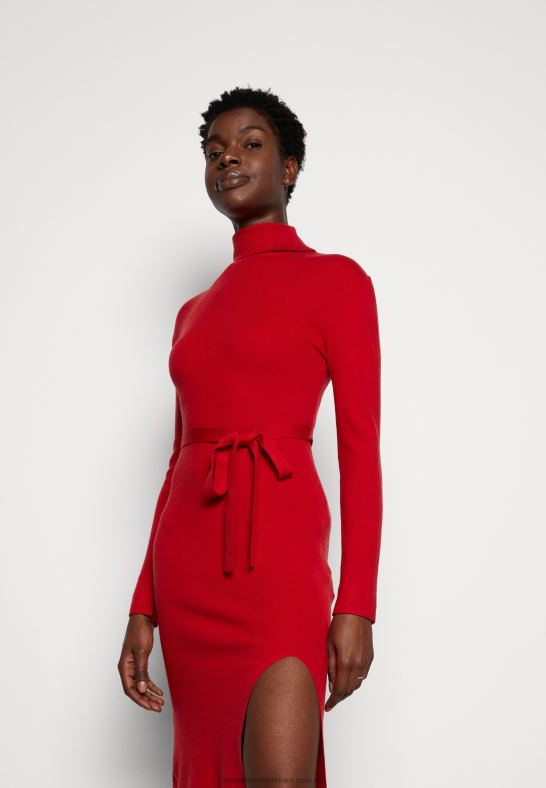 rollkragen ripp mini strickkleid mit grtel jumper dress red Anna Field 42BF6232 kvinnor