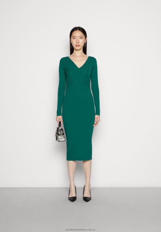 v ausschnitt bodycon midi strickkleid shift dress green Anna Field 42BF6196 kvinnor