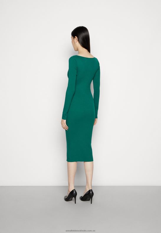 v ausschnitt bodycon midi strickkleid shift dress green Anna Field 42BF6196 kvinnor
