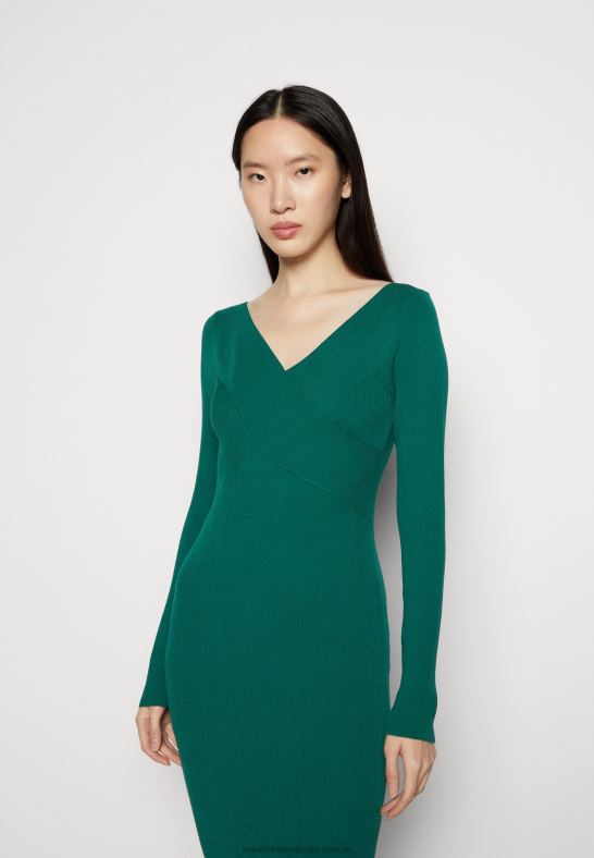 v ausschnitt bodycon midi strickkleid shift dress green Anna Field 42BF6196 kvinnor