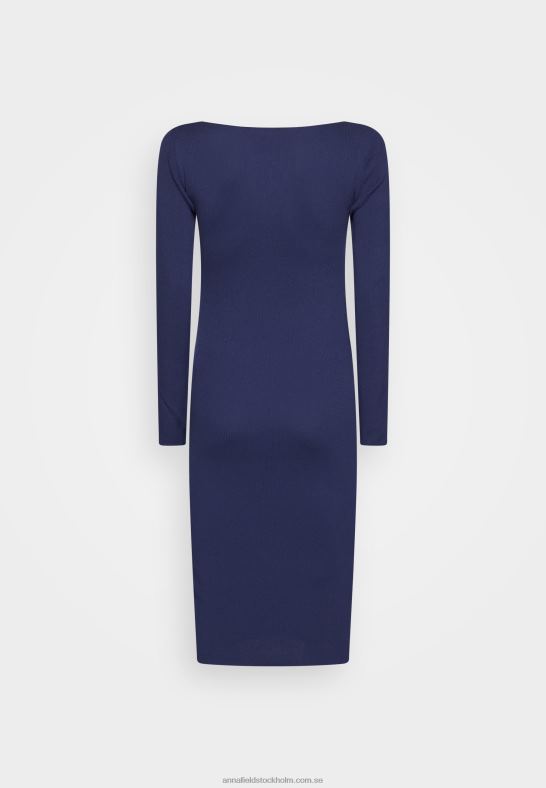 v ausschnitt bodycon midi strickkleid shift dress mörkblå Anna Field 42BF6214 kvinnor