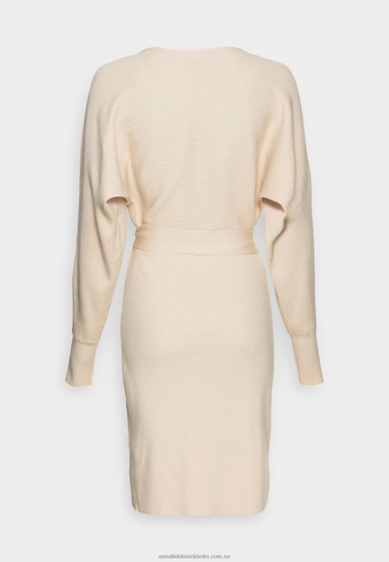 wrap v ausschnitt mini strickkleid mit grtel shift dress off white Anna Field 42BF6203 kvinnor