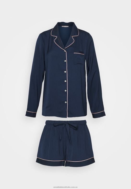 amanda långärmad kort pyjamasset mörkblå Anna Field 42BF61059 kvinnor