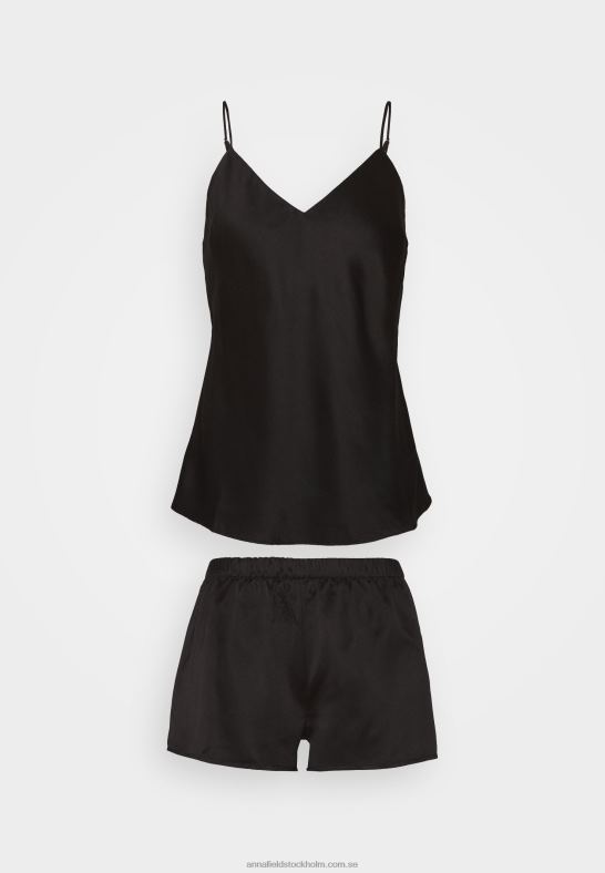 enkelt satin kort set pyjamas set svart Anna Field 42BF61068 kvinnor