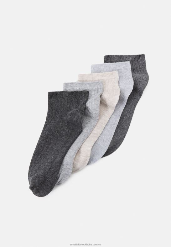 mjuka ribbade sneakerstrumpor 5pack strumpor grå/beige Anna Field 42BF61135 kvinnor