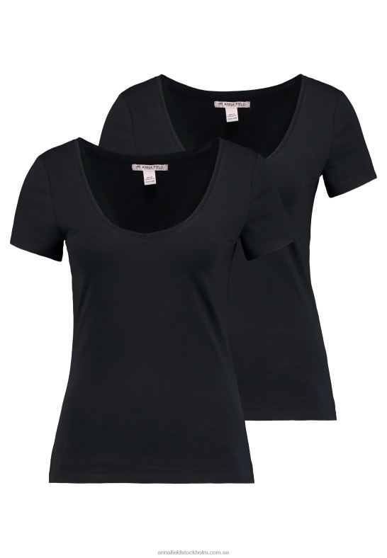 2-pack basic t-shirt svart Anna Field 42BF6354 kvinnor