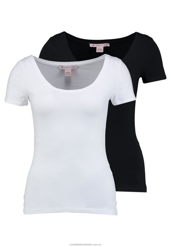 2-pack basic t-shirt svart/vit Anna Field 42BF6293 kvinnor