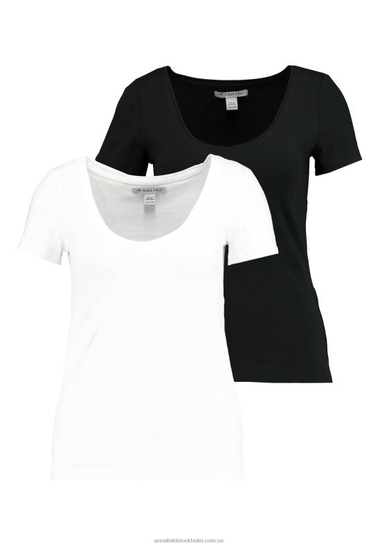 2-pack basic t-shirt vit/svart Anna Field 42BF6300 kvinnor