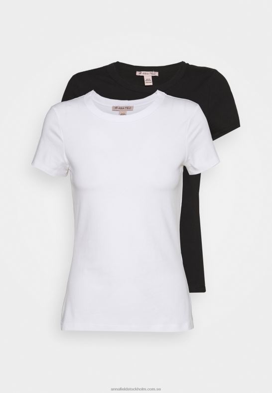2-pack basic t-shirt vit/svart Anna Field 42BF6316 kvinnor