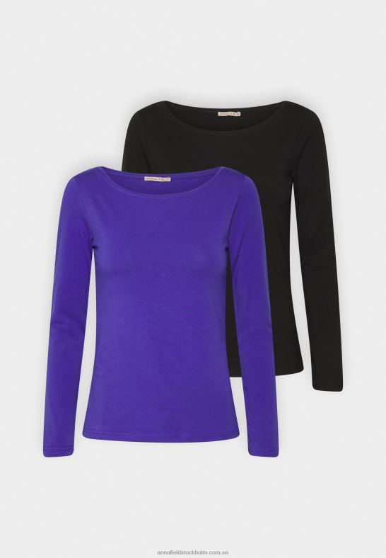 2-pack långärmad topp blå/svart Anna Field 42BF6592 kvinnor