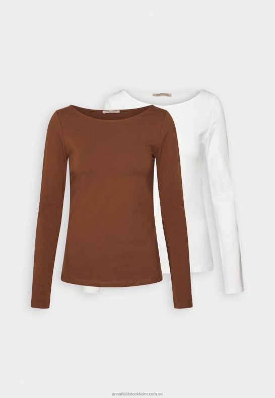 2-pack långärmad topp brun/vit Anna Field 42BF6584 kvinnor