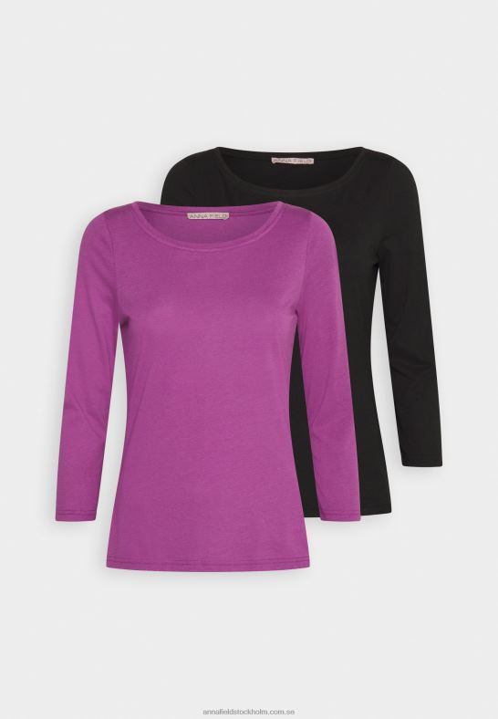 2-pack långärmad topp lila/svart Anna Field 42BF6561 kvinnor
