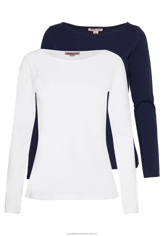 2-pack långärmad topp maritim blå/vit Anna Field 42BF6539 kvinnor