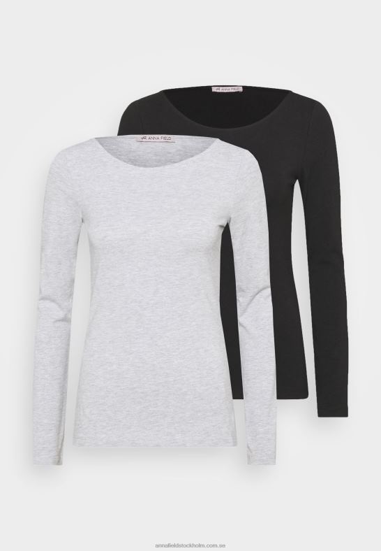 2-pack långärmad topp svart/grå melerad Anna Field 42BF6525 kvinnor