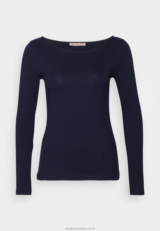 2-pack långärmad topp vit/marinblå Anna Field 42BF6587 kvinnor