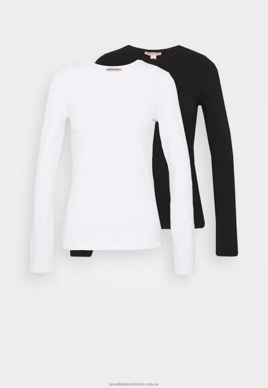 2-pack långärmad topp vit/svart Anna Field 42BF6515 kvinnor