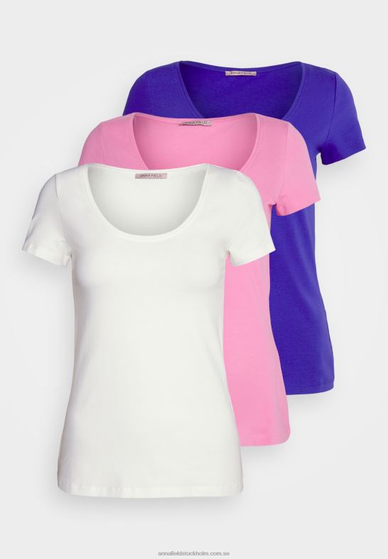 3-pack basic t-shirt mörkblå/rosa/off white Anna Field 42BF6335 kvinnor