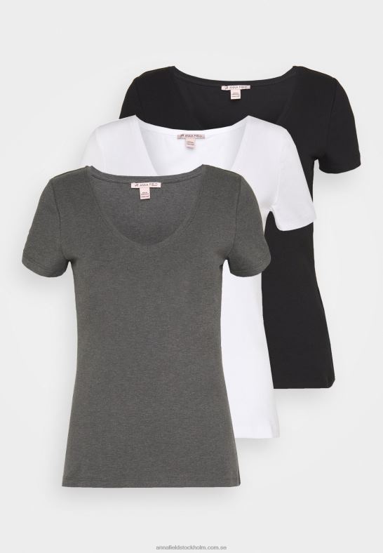 3-pack basic t-shirt svart, vit Anna Field 42BF6324 kvinnor