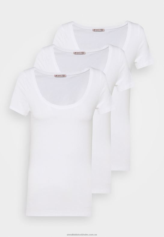 3-pack basic t-shirt vit Anna Field 42BF6328 kvinnor