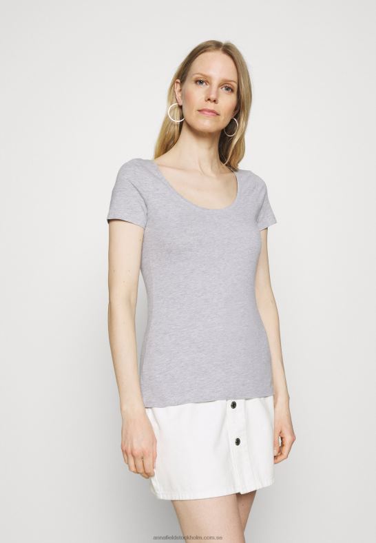 3-pack basic t-shirt vit/melerad ljusgrå/ljusgrön Anna Field 42BF6342 kvinnor