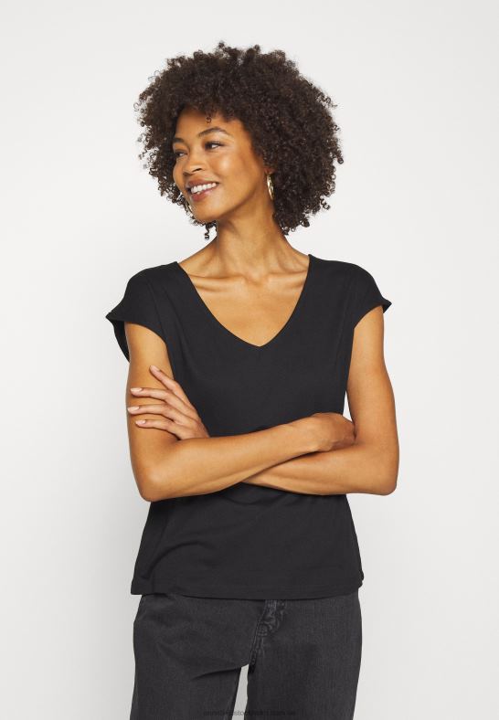 basic v-neck drop shoulder 2 pack basic t-shirt svart/vit Anna Field 42BF6261 kvinnor