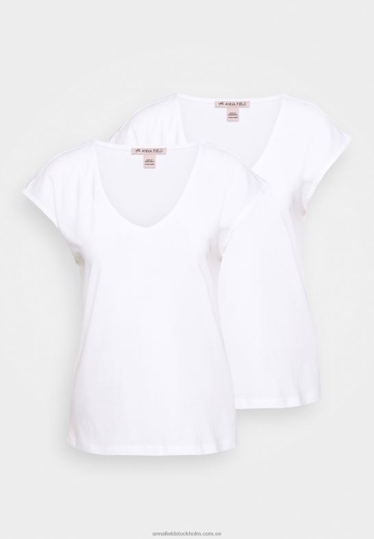 basic v-neck drop shoulder 2 pack basic t-shirt vit/vit Anna Field 42BF6297 kvinnor