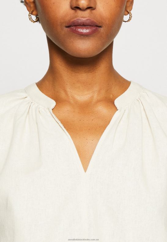 t-shirt med skjorttryck i linnemix beige Anna Field 42BF6336 kvinnor