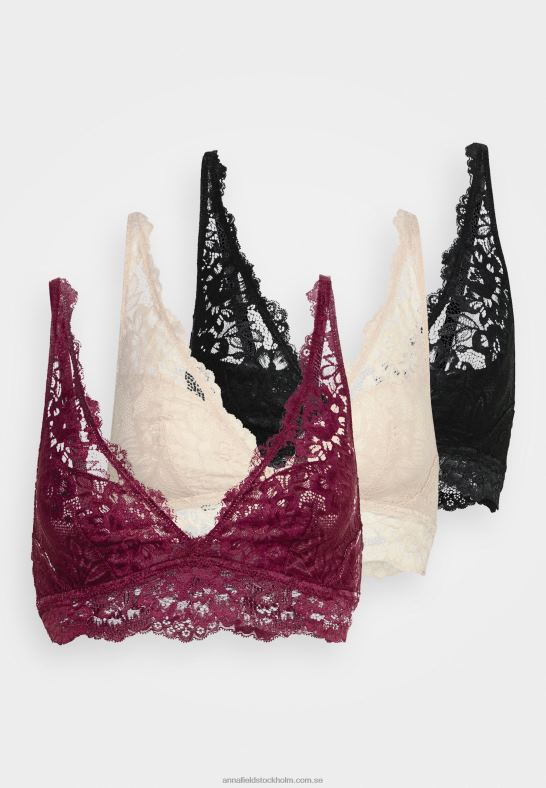 3pp bralette bustier svart/beige/mörkröd Anna Field 42BF6936 kvinnor