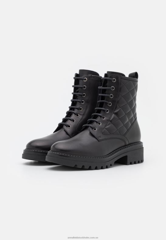ankelboots med snörning i läder svarta Anna Field 42BF62026 kvinnor