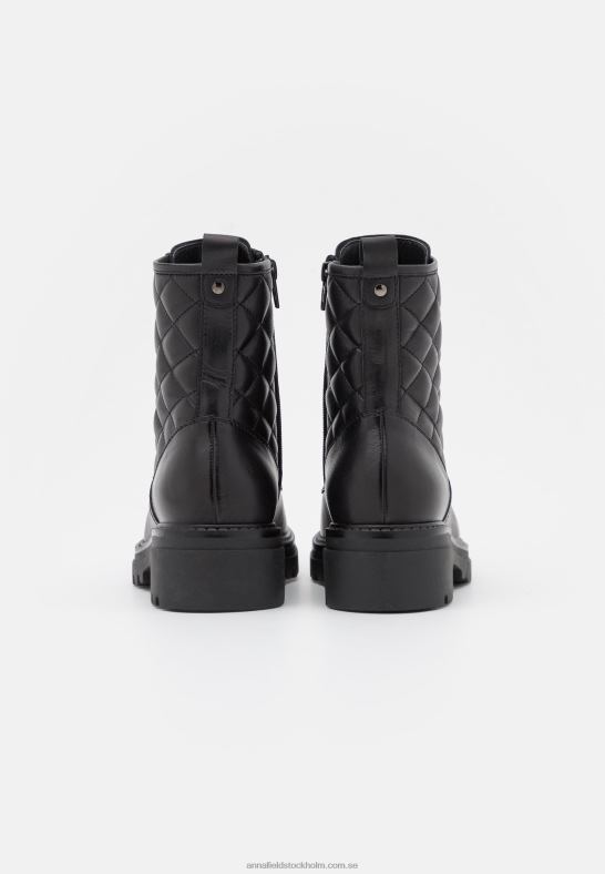 ankelboots med snörning i läder svarta Anna Field 42BF62026 kvinnor