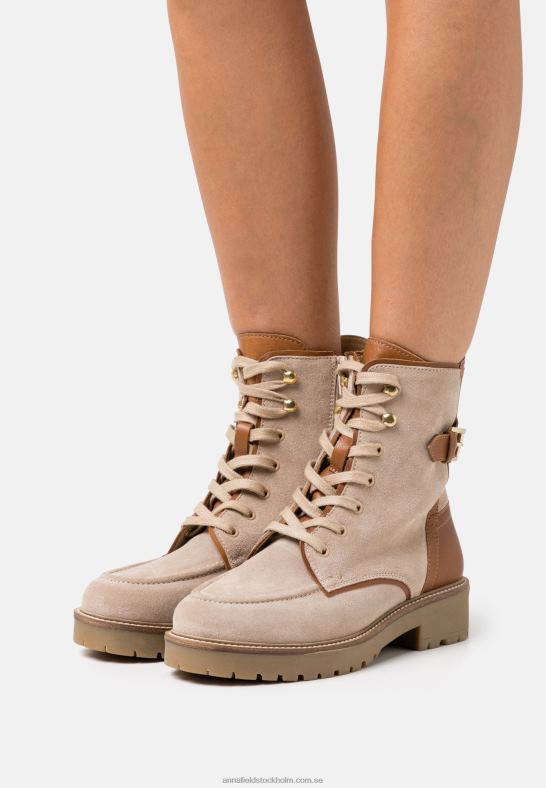 ankelboots med snörning i läder taupe Anna Field 42BF62022 kvinnor