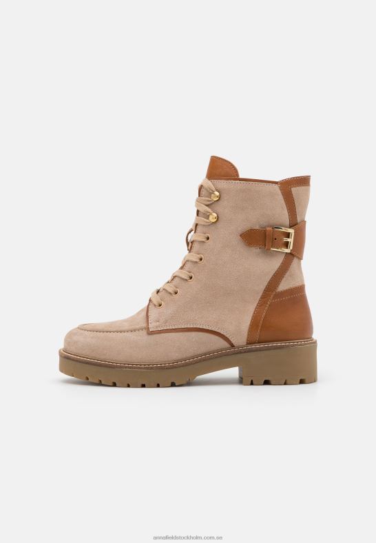ankelboots med snörning i läder taupe Anna Field 42BF62022 kvinnor