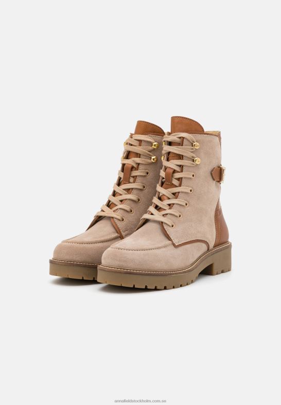 ankelboots med snörning i läder taupe Anna Field 42BF62022 kvinnor