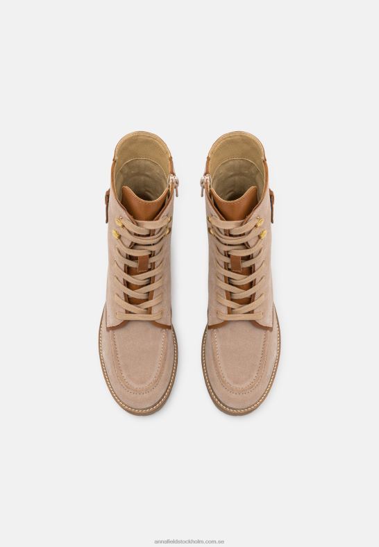 ankelboots med snörning i läder taupe Anna Field 42BF62022 kvinnor