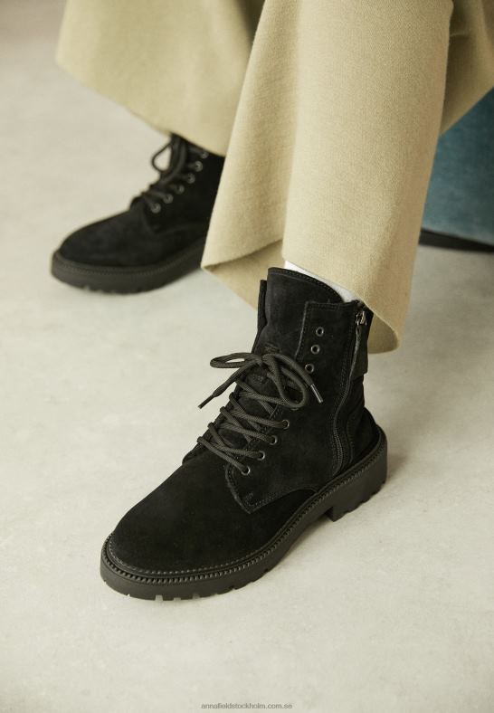 ankelboots med snörning svarta Anna Field 42BF62038 kvinnor