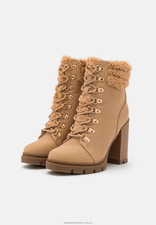 ankelstövlar med snörning i läder beige Anna Field 42BF62024 kvinnor